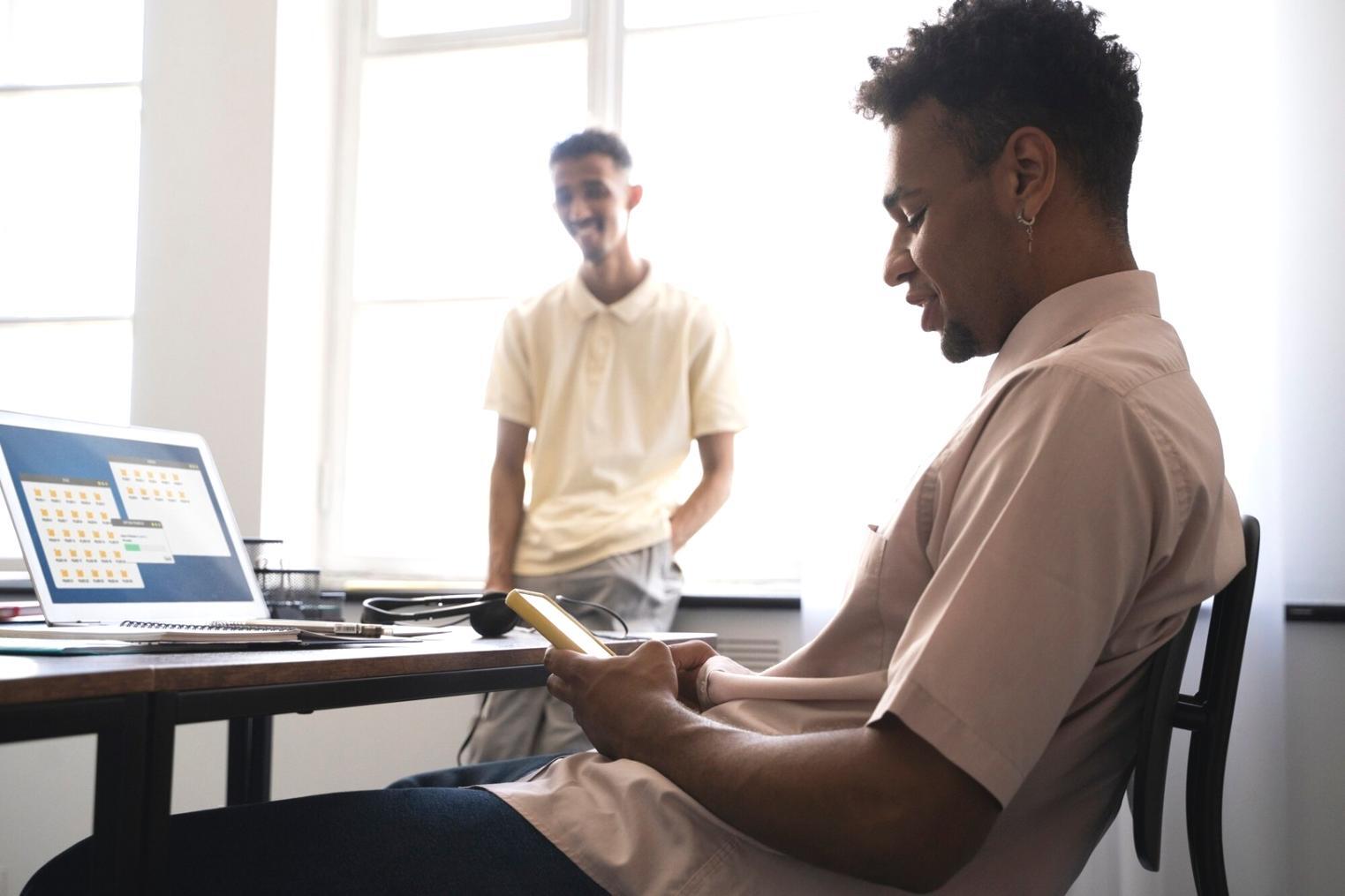 Strategic planning session with startup founders discussing financial models